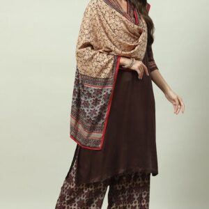 Brown Viscose Straight Kurta Palazzo Suit Set