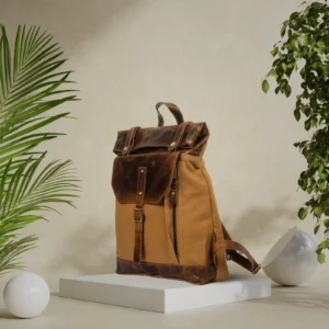Branded Stylish Hunter Leather & Waxed Canvas Backpack: Elevate Your Journey