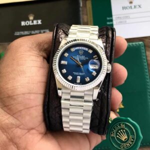 Branded 36mm Silver Blue Swiss ETA Watch